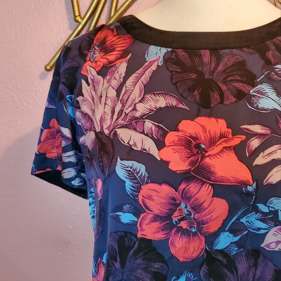 MARC BY MARC JACOBS Silk Dark Tropical Floral Print Button Down Blouse XS - Picture 3 of 6